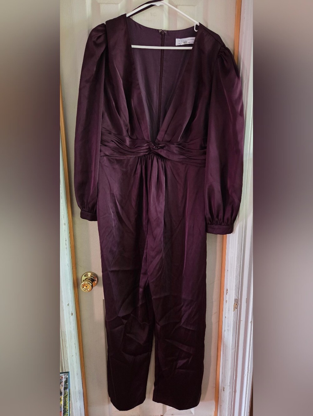 IEENA By Macduggal Elegant Plum Long Sleeve Twist-Waist  Jumpsuit